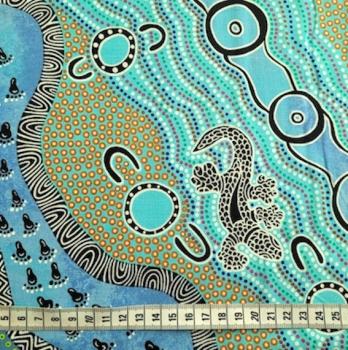 Preview: MULAKA HUNTING BLUE Aborigines Stoff aus Australien